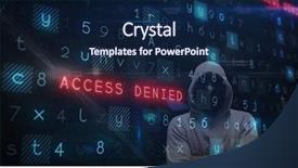  Presentation with digital image - PPT theme with image of hacker with access background and a navy blue colored foreground