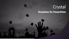  Presentation with cemetery - PPT layouts with image-of-halloween-hand-bats background and a dark gray colored foreground