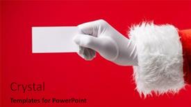  Presentation with christmas card - Presentation theme featuring image-of-hand-of-santa background and a dark gray colored foreground
