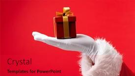  Presentation with christmas red - Presentation theme with image-of-hand-of-santa background and a red colored foreground