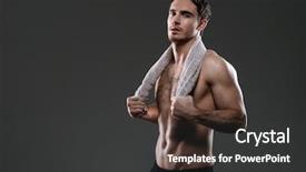  Presentation with athlete - Cool new PPT layouts with image of handsome athlete standing backdrop and a dark gray colored foreground