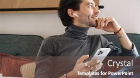  Presentation with cafe - PPT theme enhanced with image-of-handsome-caucasian-young background and a tawny brown colored foreground