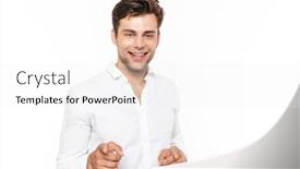  Presentation with fingers - Theme with fingers at camera like hey background and a white colored foreground