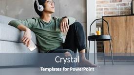  Presentation with apartment - Presentation theme featuring image-of-handsome-young-asian background and a ocean colored foreground