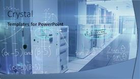  Presentation with servers - Theme enhanced with image-of-handwritten-mathematical-equations background and a teal colored foreground