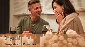  Presentation with candlelight dinner - Audience pleasing theme consisting of image-of-happy-adult-man backdrop and a coral colored foreground