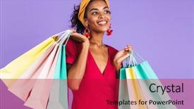  Presentation with african violet - Amazing slide deck having image of happy african american backdrop and a crimson colored foreground