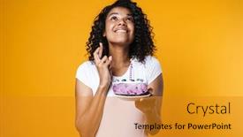  Presentation with happy birthday cake - Amazing presentation theme having image-of-happy-african-american backdrop and a gold colored foreground