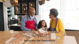  Presentation with happy image - Slide deck with image-of-happy-african-american background and a coral colored foreground