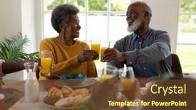  Presentation with happy-image - PPT theme featuring image-of-happy-african-american background and a tawny brown colored foreground