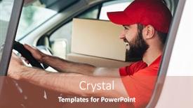  Presentation with delivery van - Slides with image-of-happy-bearded-delivery background and a coral colored foreground