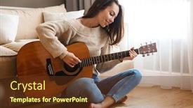  Presentation with happy image - PPT layouts enhanced with image-of-happy-beautiful-woman background and a tawny brown colored foreground