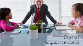  Presentation with diverse children - Presentation theme having image-of-happy-boss-day background and a light blue colored foreground