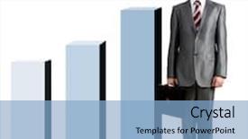  Presentation with happy image - Beautiful slide deck featuring businessman standing by the highest backdrop and a light blue colored foreground