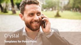  Presentation with classical - PPT theme enhanced with image-of-happy-businessman background and a coral colored foreground