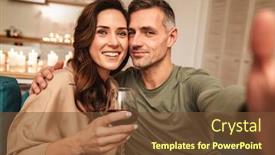  Presentation with candlelight dinner - PPT layouts with image-of-happy-caucasian-couple background and a tawny brown colored foreground