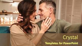  Presentation with candlelight dinner - Audience pleasing PPT layouts consisting of image-of-happy-caucasian-couple backdrop and a tawny brown colored foreground