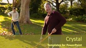  Presentation with happy-image - Slide set having image-of-happy-caucasian-father background and a tawny brown colored foreground