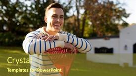  Presentation with happy-image - PPT theme featuring image-of-happy-caucasian-man background and a tawny brown colored foreground