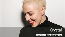  Presentation with haircut - Presentation enhanced with image-of-happy-cheerful-blonde background and a dark gray colored foreground