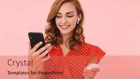  Presentation with bluetooth - PPT layouts enhanced with listening music with wireless bluetooth background and a red colored foreground