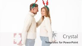  Presentation with antlers - PPT theme enhanced with image-of-happy-couple background and a white colored foreground