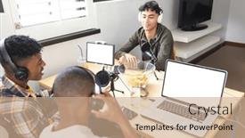  Presentation with space time - Slide deck consisting of image-of-happy-diverse-teenage background and a coral colored foreground