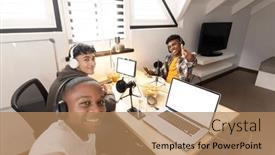  Presentation with space time - Presentation enhanced with image-of-happy-diverse-teenage background and a coral colored foreground