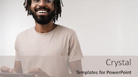  Presentation with mobile games - Audience pleasing slide set consisting of image-of-happy-emotional-african backdrop and a light gray colored foreground