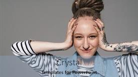  Presentation with happy sad mask face - Amazing presentation design having image-of-happy-extraordinary-girl backdrop and a light blue colored foreground