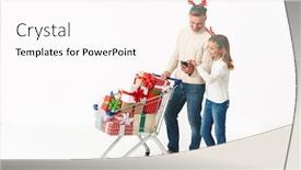  Presentation with family shopping - Audience pleasing presentation theme consisting of image-of-happy-family-holding backdrop and a pink colored foreground