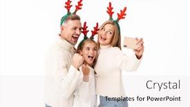  Presentation with antlers - Presentation theme having image-of-happy-family background and a sky blue colored foreground