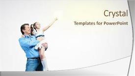  Presentation with happy image - Amazing PPT layouts having image of happy father holding backdrop and a  colored foreground