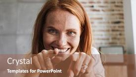  Presentation with ginger - Colorful slide set enhanced with image-of-happy-ginger-woman backdrop and a red colored foreground