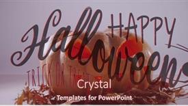  Presentation with spider - PPT theme having image-of-happy-halloween-trick background and a tawny brown colored foreground