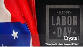  Presentation with happy image - Audience pleasing PPT layouts consisting of image of happy labor day backdrop and a dark gray colored foreground