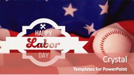  Presentation with happy image - Slide deck featuring image of happy labor day background and a coral colored foreground