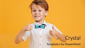  Presentation with happy image - Slide set featuring image of happy little boy background and a yellow colored foreground
