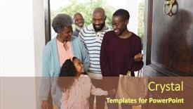  Presentation with happy image - Theme consisting of image-of-happy-multi-generation background and a tawny brown colored foreground