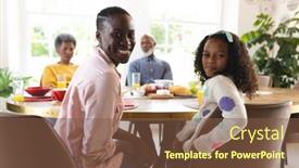  Presentation with happy image - Theme enhanced with image-of-happy-multi-generation background and a tawny brown colored foreground