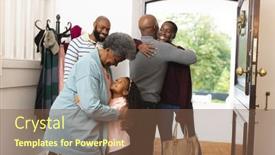  Presentation with extended family - PPT theme consisting of image-of-happy-multi-generation background and a tawny brown colored foreground