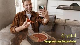  Presentation with happy image - Theme having image-of-happy-positive-handsome background and a tawny brown colored foreground