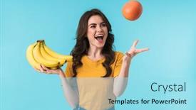  Presentation with blue orange - Slides having image-of-happy-positive-young background and a arctic colored foreground