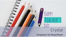  Presentation with teachers - Presentation design enhanced with image-of-happy-teachers-day background and a light blue colored foreground