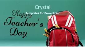  Presentation with teachers - Presentation design featuring image-of-happy-teachers-day background and a ocean colored foreground