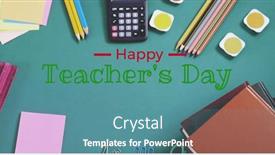  Presentation with teachers - Slide set having image-of-happy-teachers-day background and a teal colored foreground