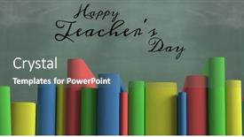  Presentation with teachers - PPT theme consisting of image-of-happy-teachers-day background and a gray colored foreground