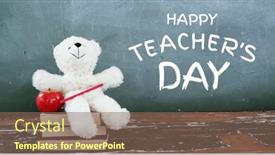  Presentation with teachers - Presentation design enhanced with image-of-happy-teachers-day background and a violet colored foreground