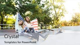  Presentation with happy image - Amazing slides having image of happy two girls backdrop and a lemonade colored foreground