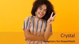  Presentation with peace - Theme having image of happy young african background and a  colored foreground